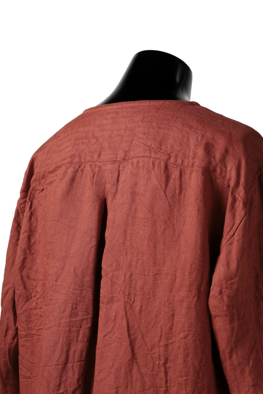 YUTA MATSUOKA round neck shirt / sulfur dyed washer linen (red) - Image 14