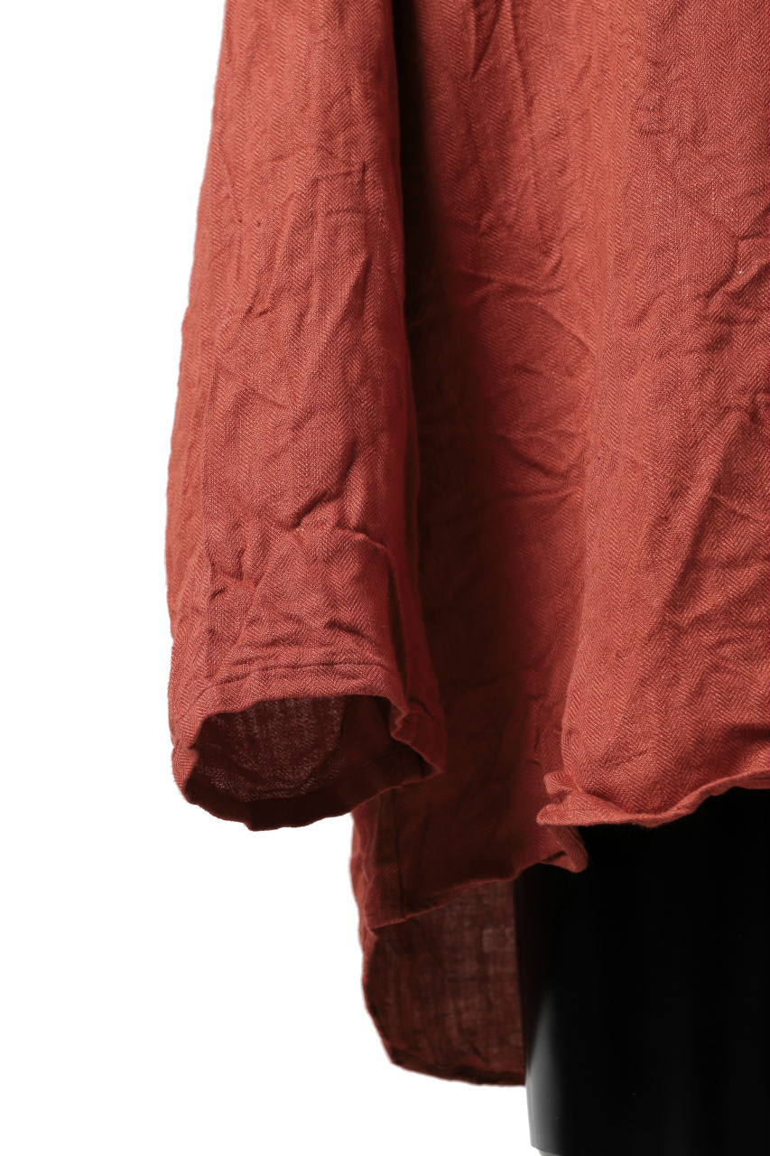 YUTA MATSUOKA round neck shirt / sulfur dyed washer linen (red) - Image 7