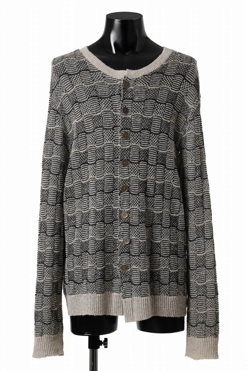 YUTA MATSUOKA round neck knit cardigan / hemp & EU linen links knit (ecru)