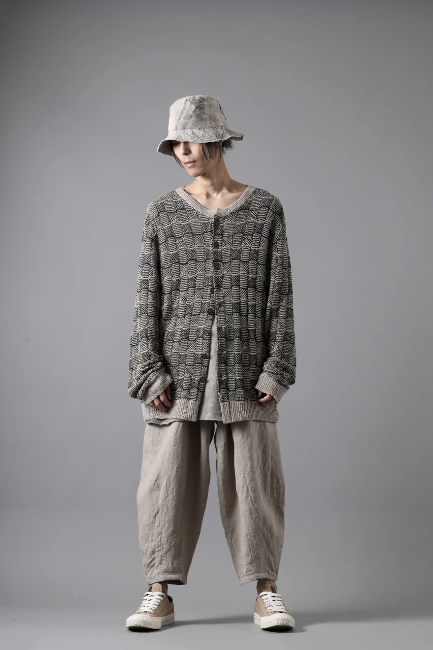 YUTA MATSUOKA round neck knit cardigan / hemp & EU linen links knit (ecru) - Image 13