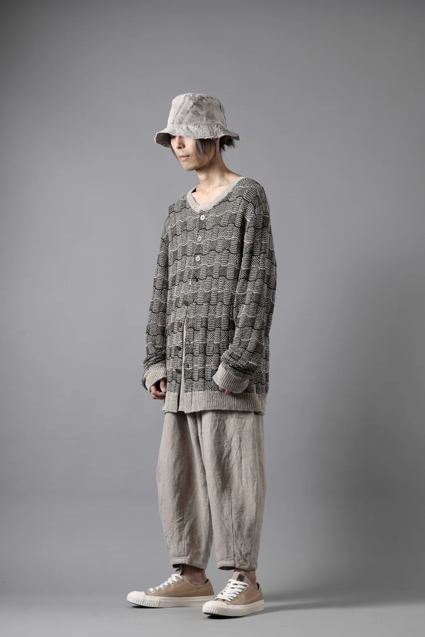 YUTA MATSUOKA round neck knit cardigan / hemp & EU linen links knit (ecru) - Image 14