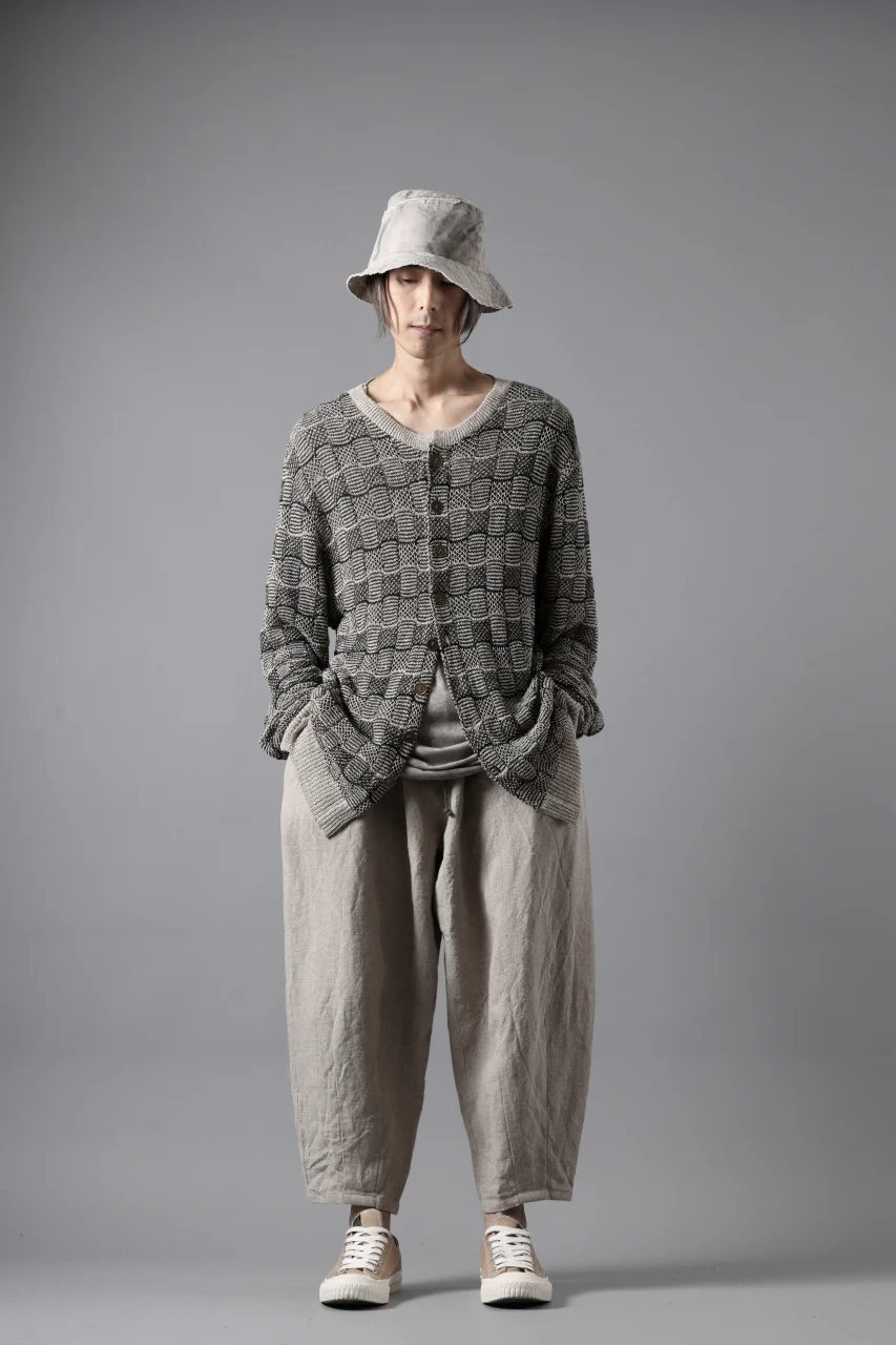 YUTA MATSUOKA round neck knit cardigan / hemp & EU linen links knit (ecru) - Image 15