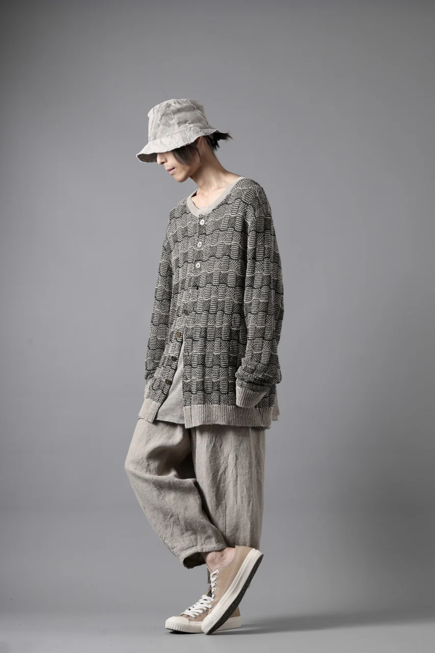YUTA MATSUOKA round neck knit cardigan / hemp & EU linen links knit (ecru) - Image 16