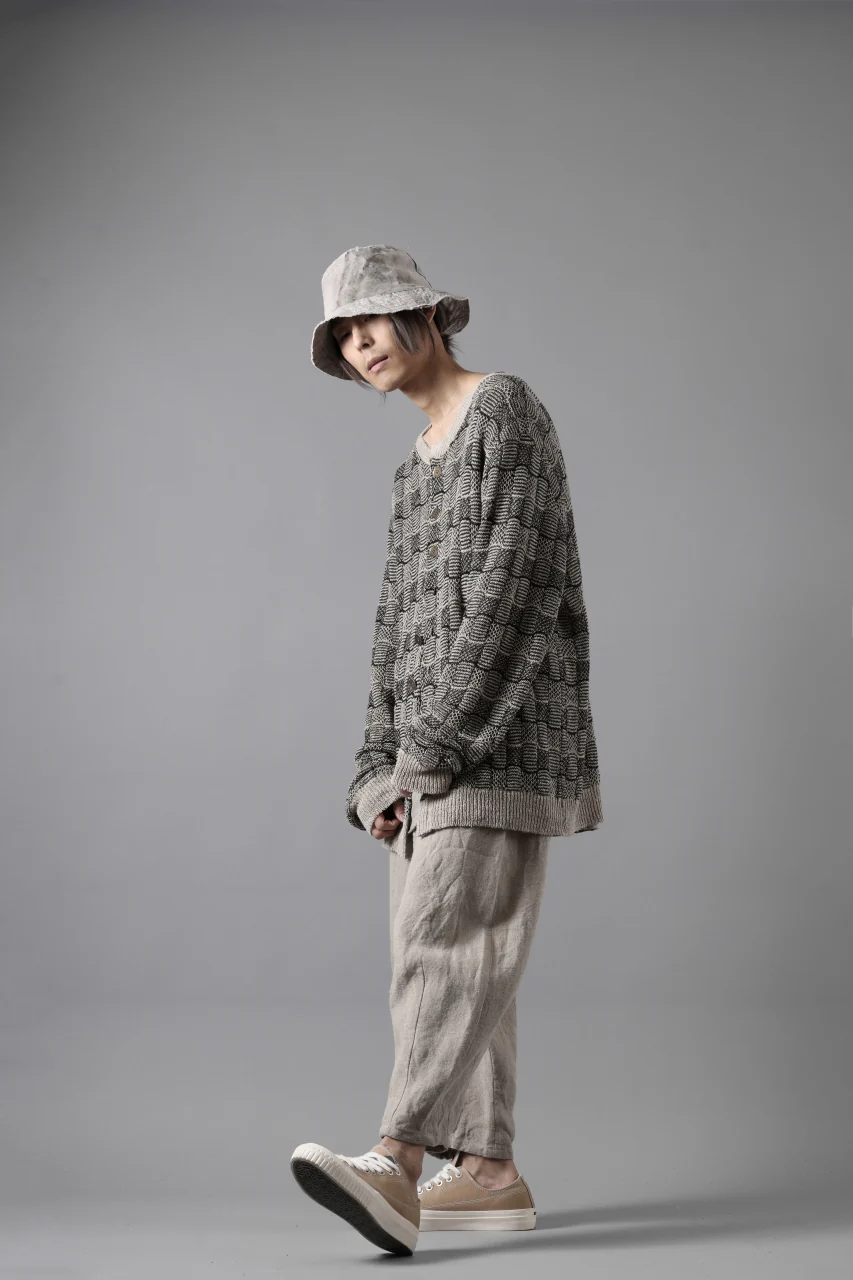 YUTA MATSUOKA round neck knit cardigan / hemp & EU linen links knit (ecru) - Image 17