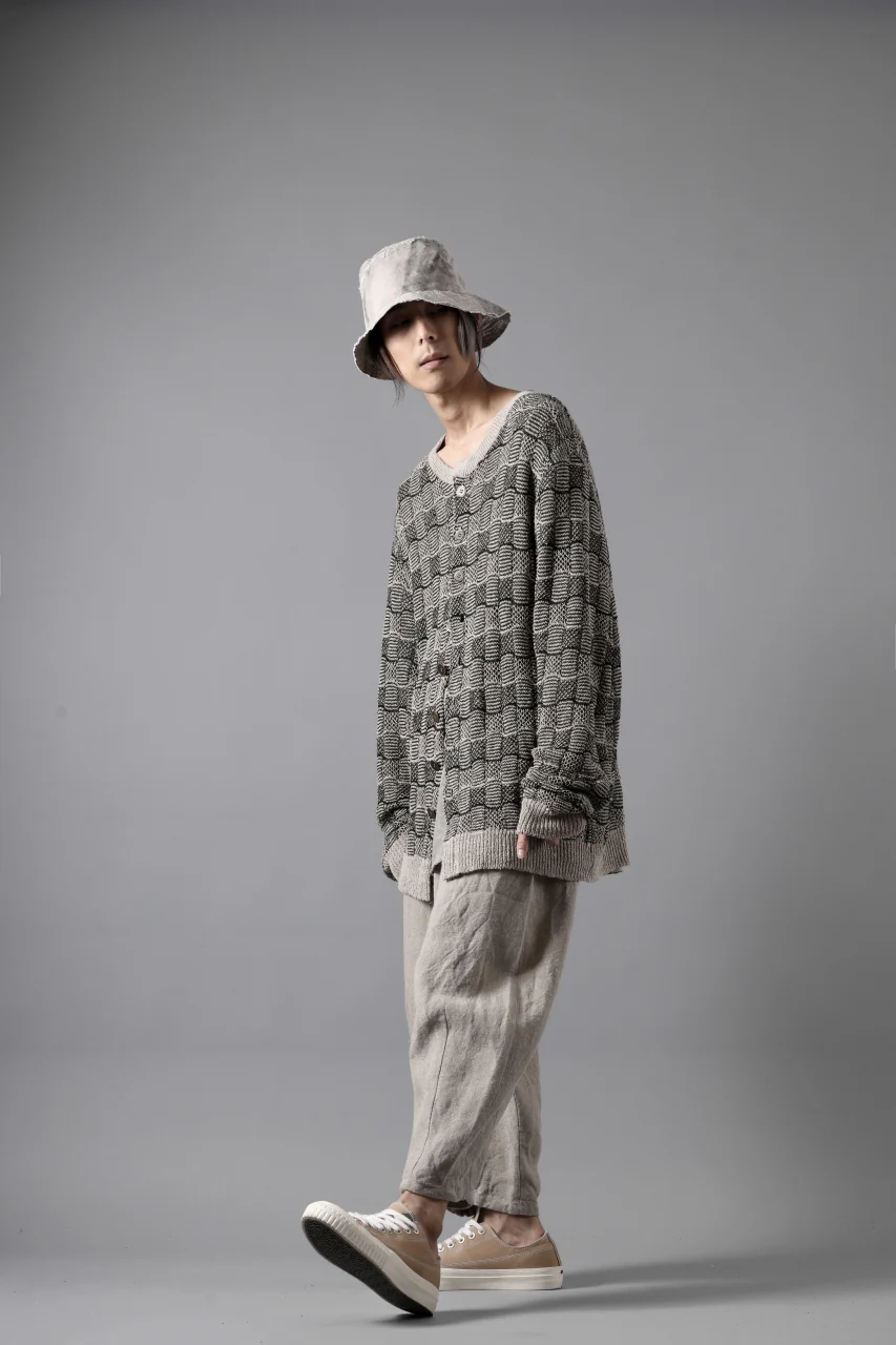 YUTA MATSUOKA round neck knit cardigan / hemp & EU linen links knit (ecru) - Image 18