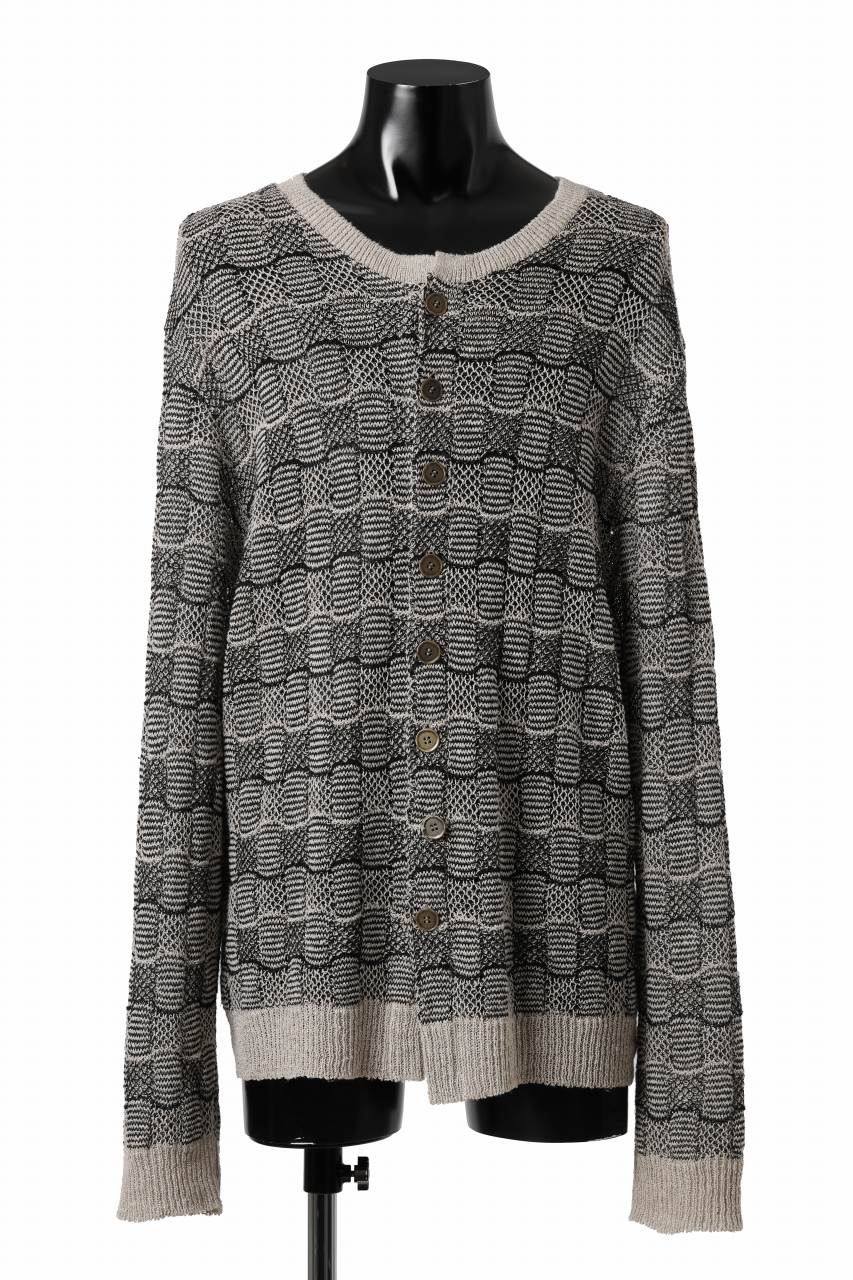 YUTA MATSUOKA round neck knit cardigan / hemp & EU linen links knit (ecru) - Image 2