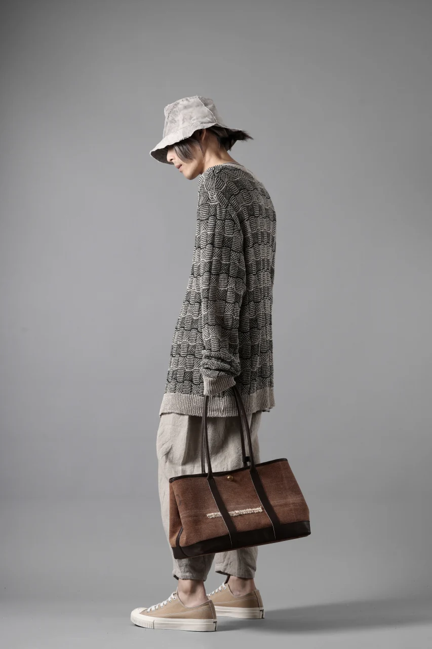 YUTA MATSUOKA round neck knit cardigan / hemp & EU linen links knit (ecru) - Image 23