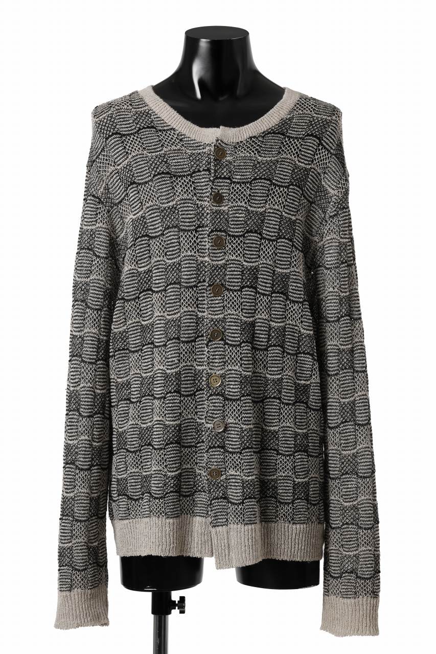 YUTA MATSUOKA round neck knit cardigan / hemp & EU linen links knit (ecru) - Image 3