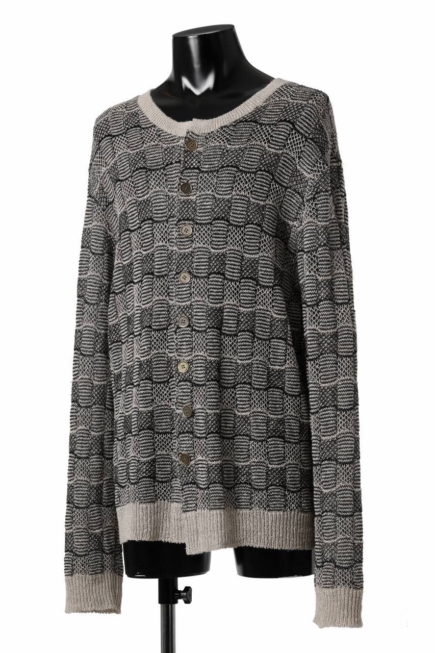 YUTA MATSUOKA round neck knit cardigan / hemp & EU linen links knit (ecru) - Image 4
