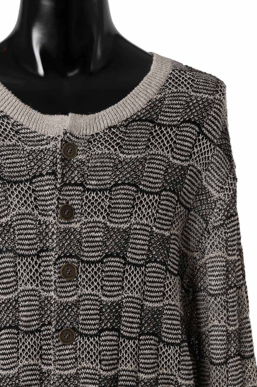 YUTA MATSUOKA round neck knit cardigan / hemp & EU linen links knit (ecru) - Image 7