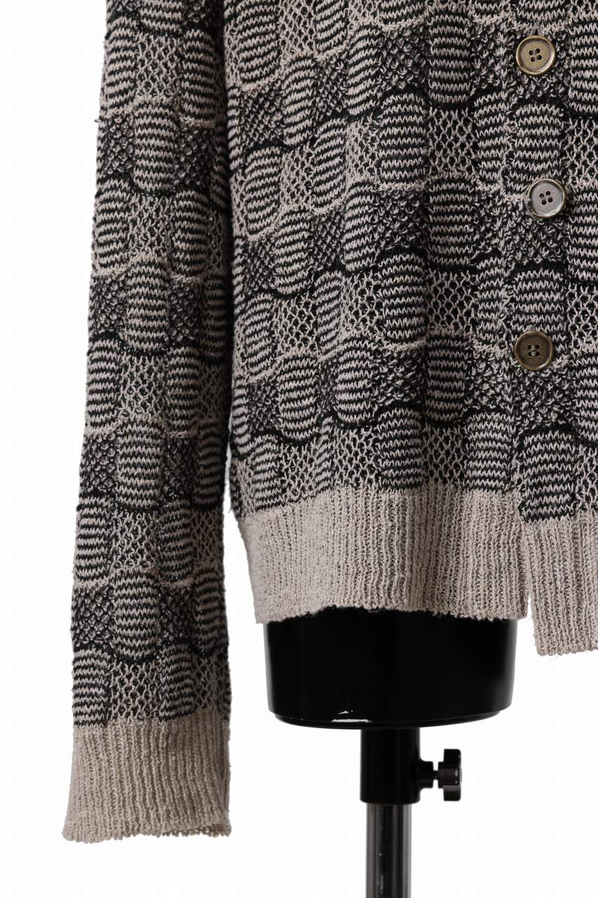 YUTA MATSUOKA round neck knit cardigan / hemp & EU linen links knit (ecru) - Image 9