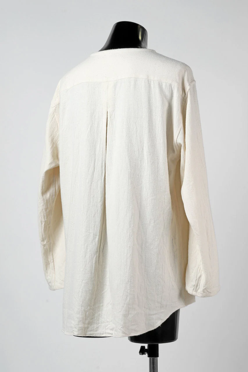 YUTA MATSUOKA round neck shirt / cotton silk nep viyella (white) - Image 10