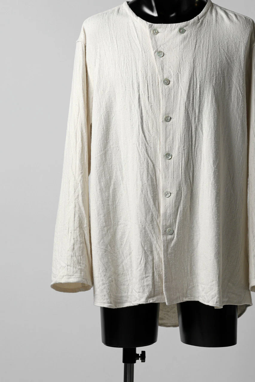 YUTA MATSUOKA round neck shirt / cotton silk nep viyella (white) - Image 11