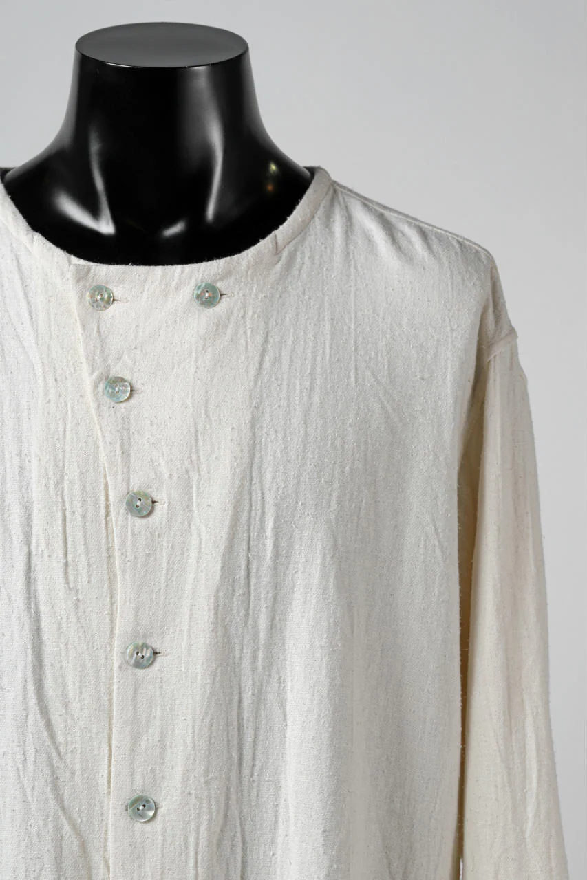 YUTA MATSUOKA round neck shirt / cotton silk nep viyella (white) - Image 12