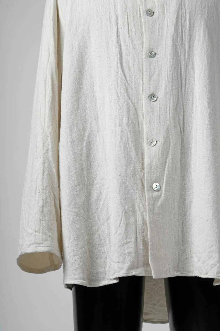 YUTA MATSUOKA round neck shirt / cotton silk nep viyella (white) - Image 13