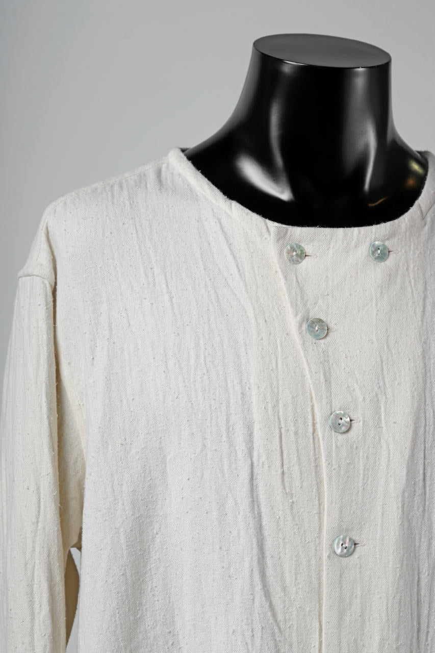 YUTA MATSUOKA round neck shirt / cotton silk nep viyella (white) - Image 14