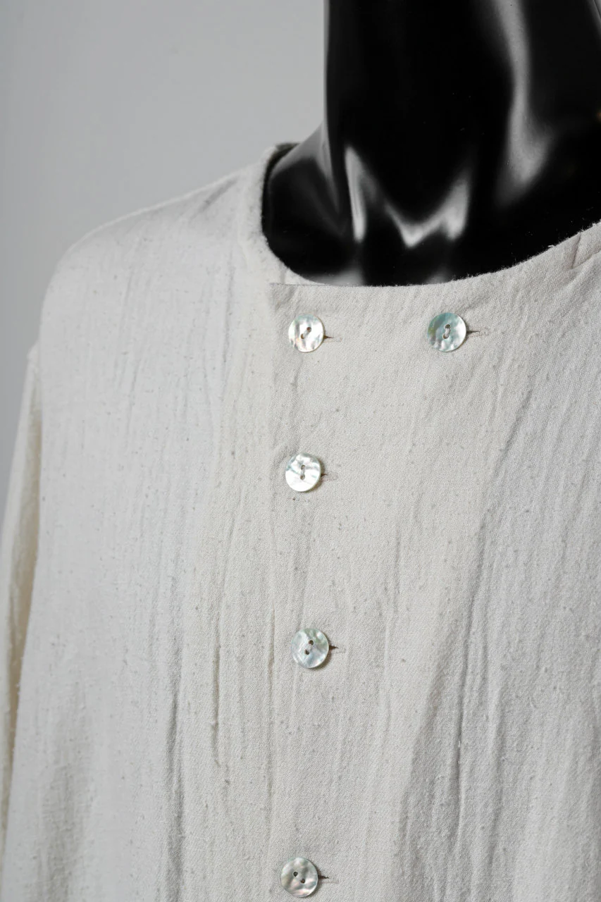 YUTA MATSUOKA round neck shirt / cotton silk nep viyella (white) - Image 15