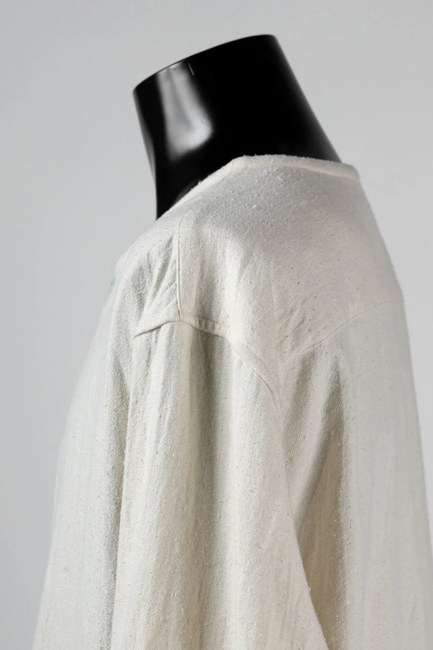 YUTA MATSUOKA round neck shirt / cotton silk nep viyella (white) - Image 17