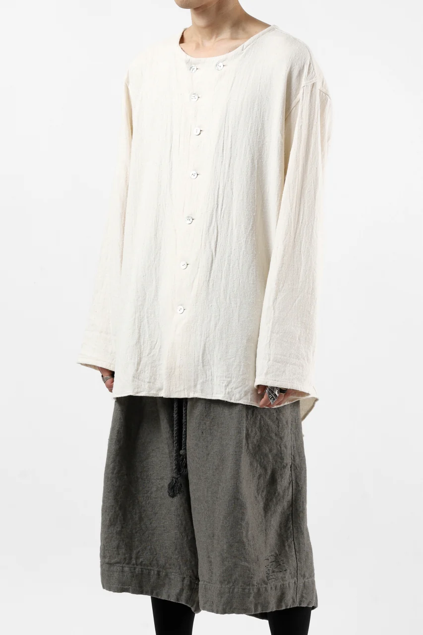 YUTA MATSUOKA round neck shirt / cotton silk nep viyella (white) - Image 24