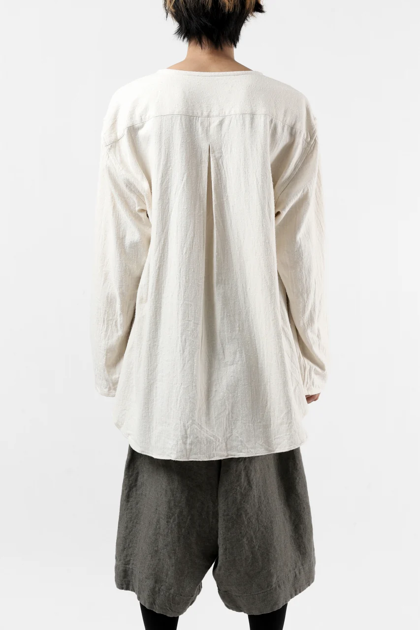 YUTA MATSUOKA round neck shirt / cotton silk nep viyella (white) - Image 25