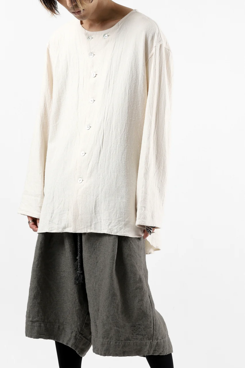 YUTA MATSUOKA round neck shirt / cotton silk nep viyella (white) - Image 26