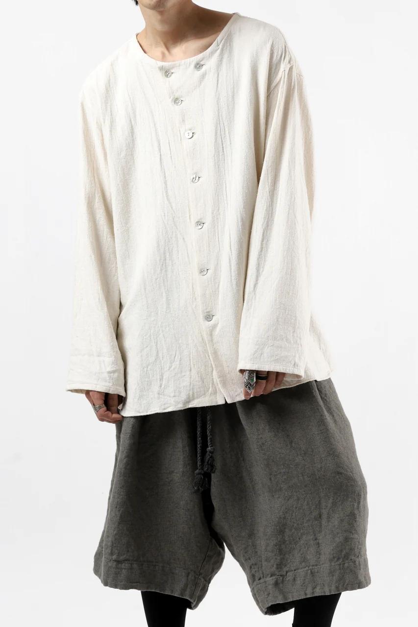 YUTA MATSUOKA round neck shirt / cotton silk nep viyella (white) - Image 27