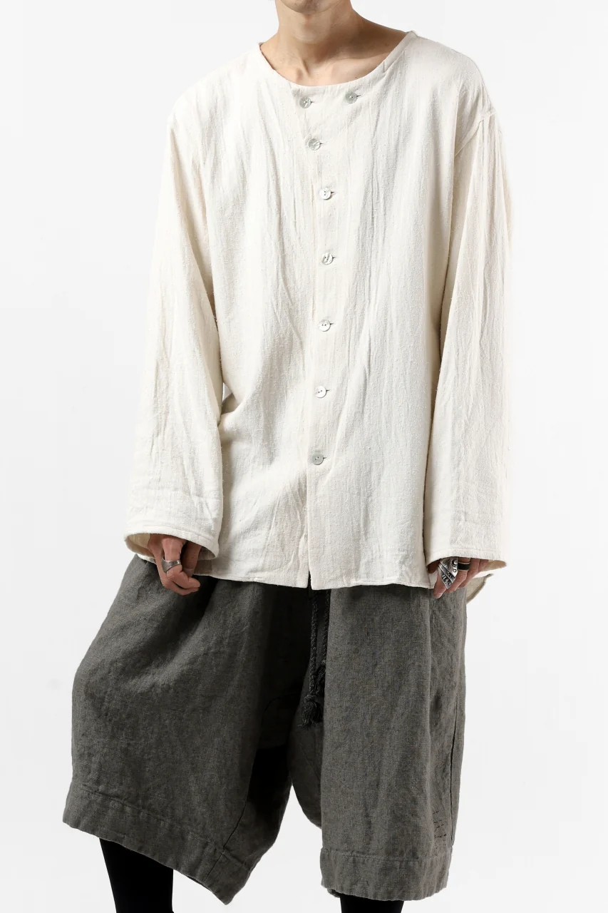 YUTA MATSUOKA round neck shirt / cotton silk nep viyella (white) - Image 28