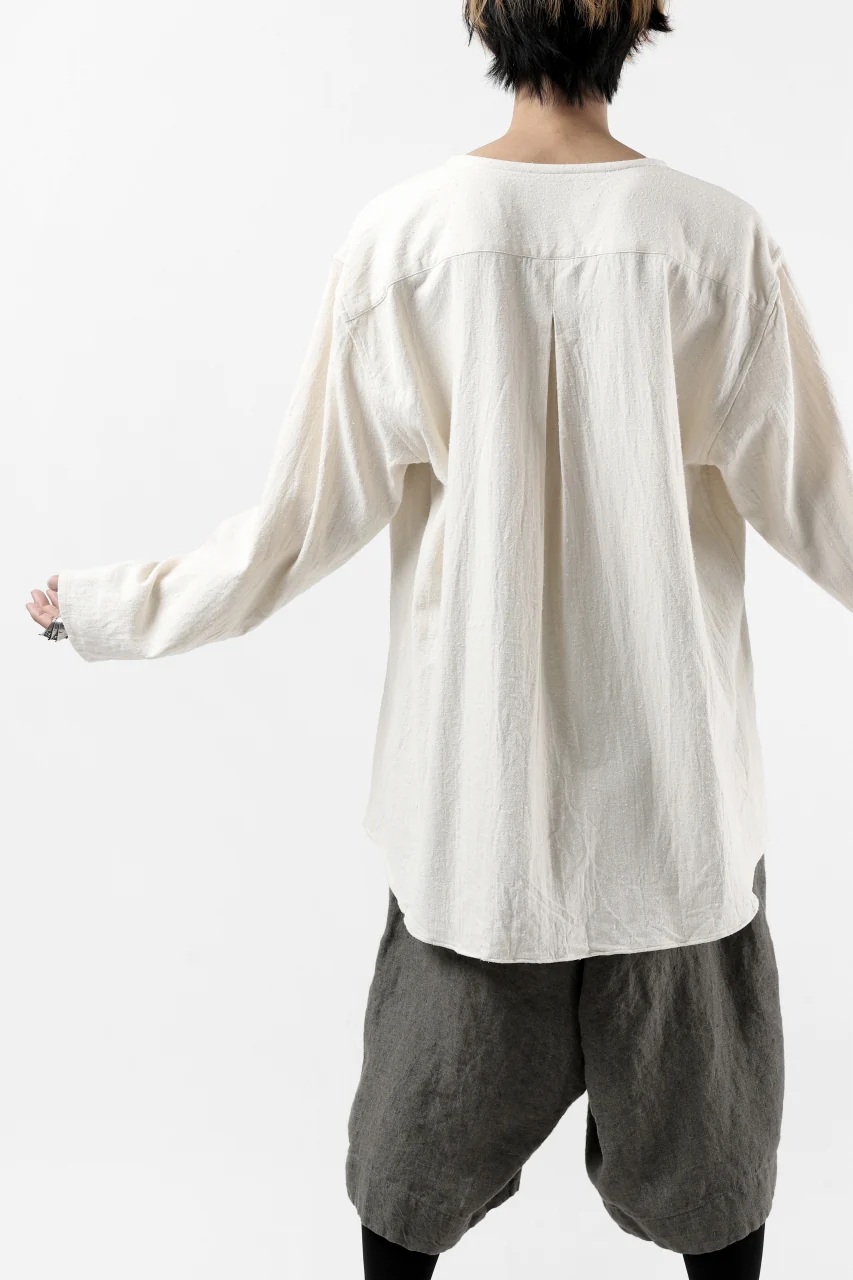 YUTA MATSUOKA round neck shirt / cotton silk nep viyella (white) - Image 29