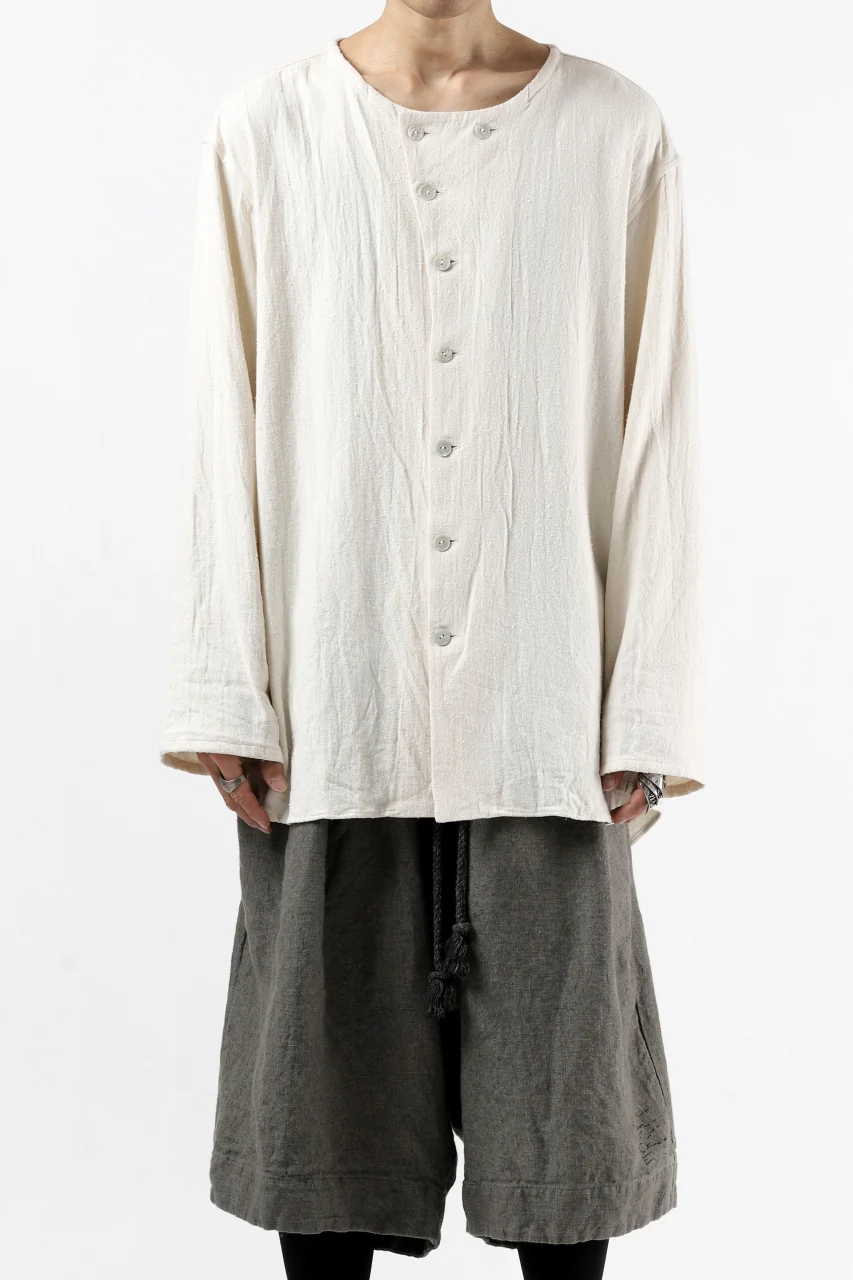 YUTA MATSUOKA round neck shirt / cotton silk nep viyella (white) - Image 3