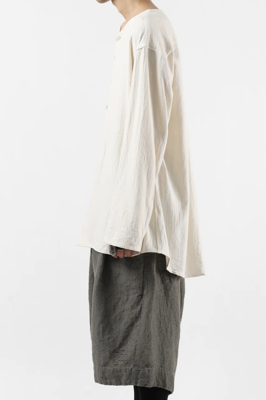 YUTA MATSUOKA round neck shirt / cotton silk nep viyella (white) - Image 30
