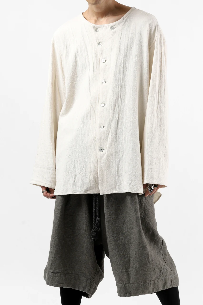 YUTA MATSUOKA round neck shirt / cotton silk nep viyella (white) - Image 31