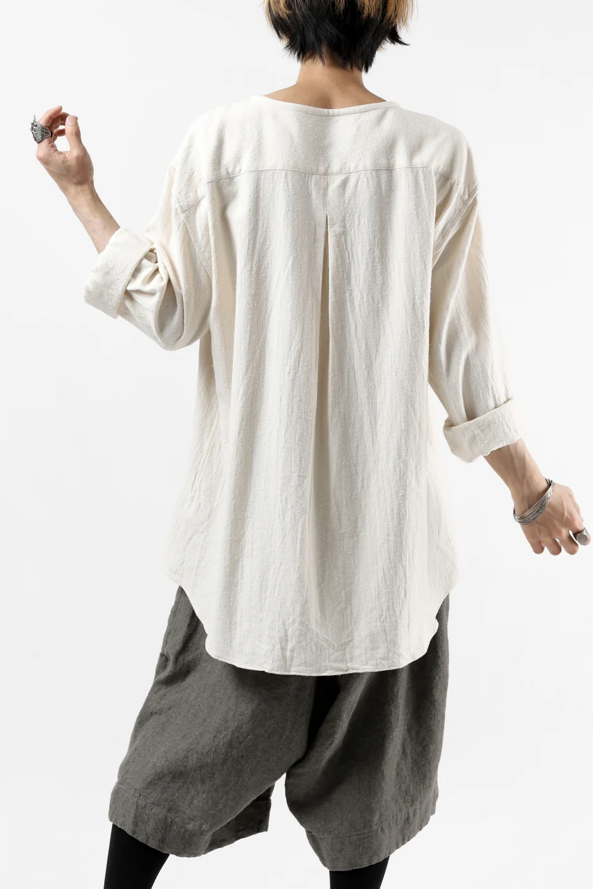 YUTA MATSUOKA round neck shirt / cotton silk nep viyella (white) - Image 32