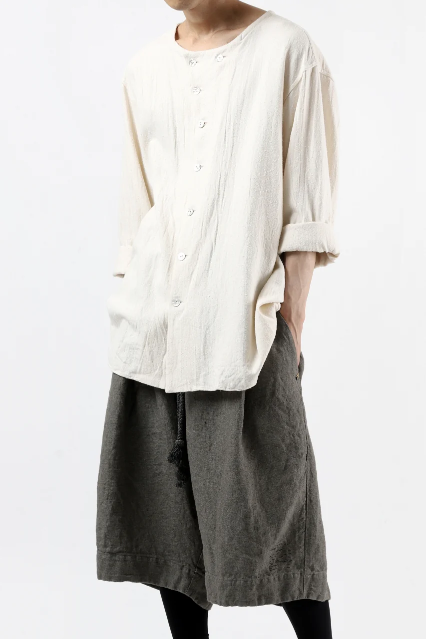 YUTA MATSUOKA round neck shirt / cotton silk nep viyella (white) - Image 33