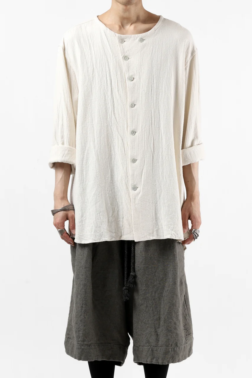 YUTA MATSUOKA round neck shirt / cotton silk nep viyella (white) - Image 34