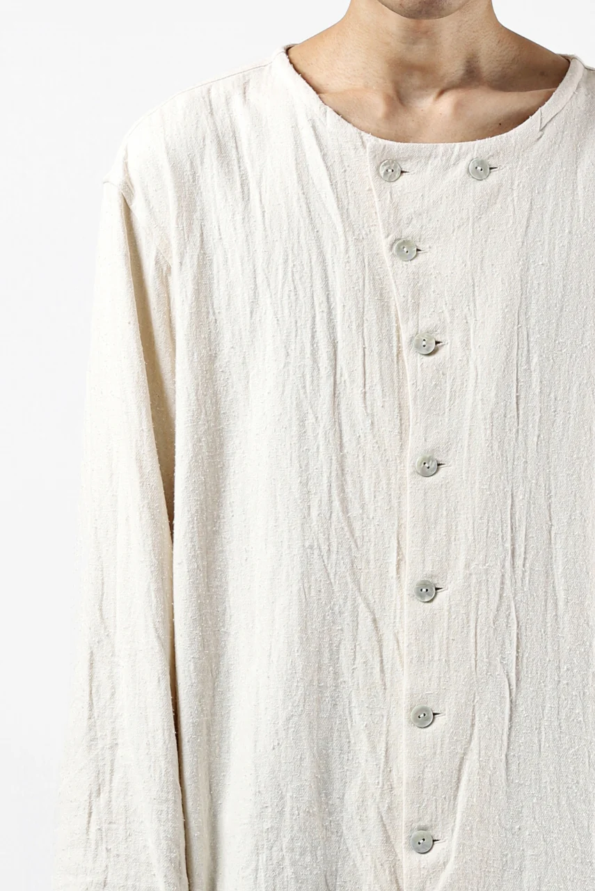 YUTA MATSUOKA round neck shirt / cotton silk nep viyella (white) - Image 36
