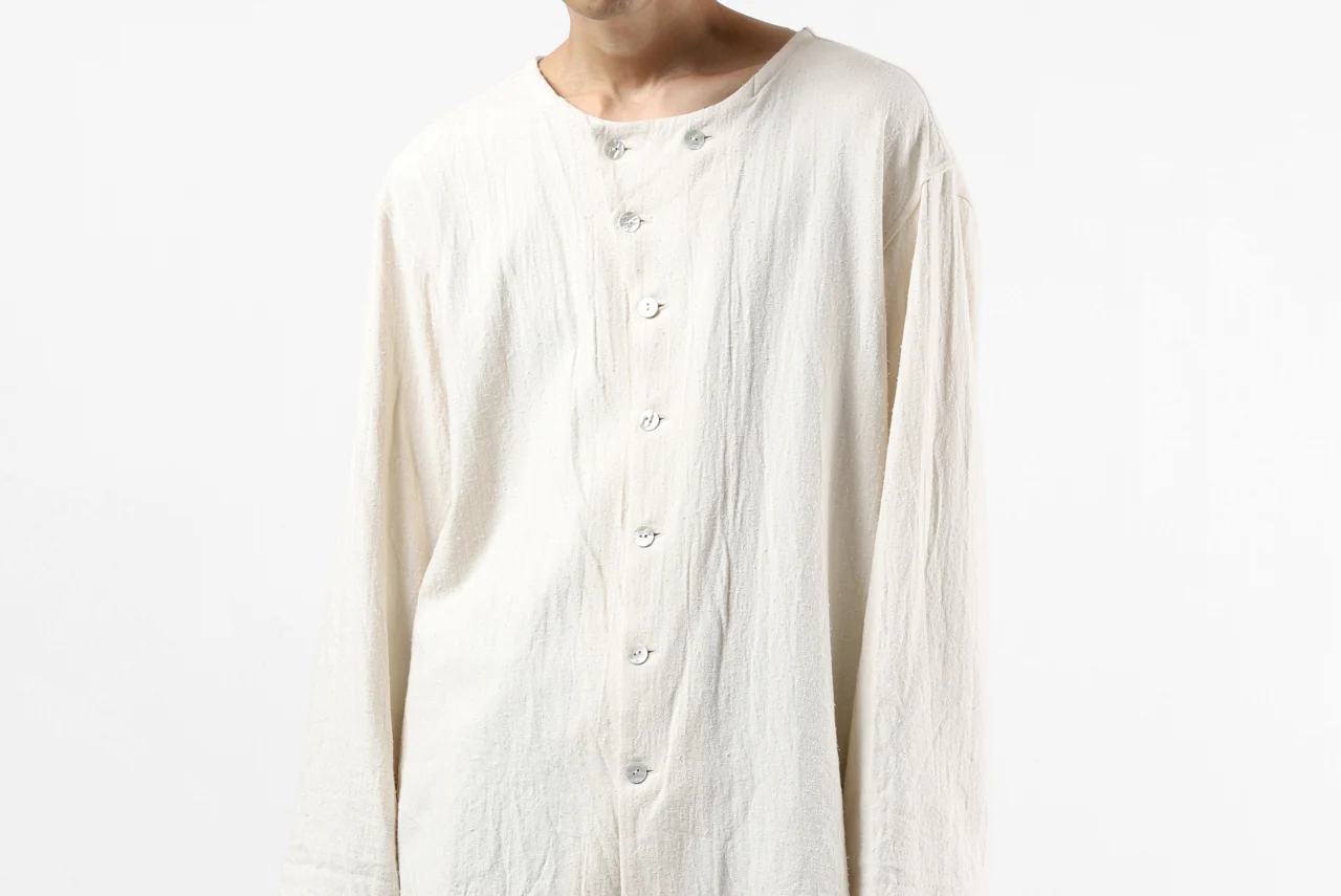 YUTA MATSUOKA round neck shirt / cotton silk nep viyella (white) - Image 38