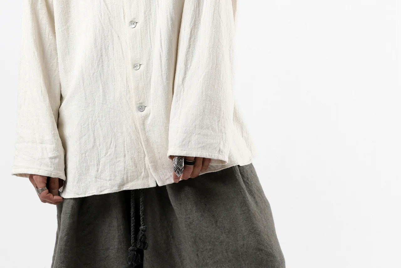 YUTA MATSUOKA round neck shirt / cotton silk nep viyella (white) - Image 39