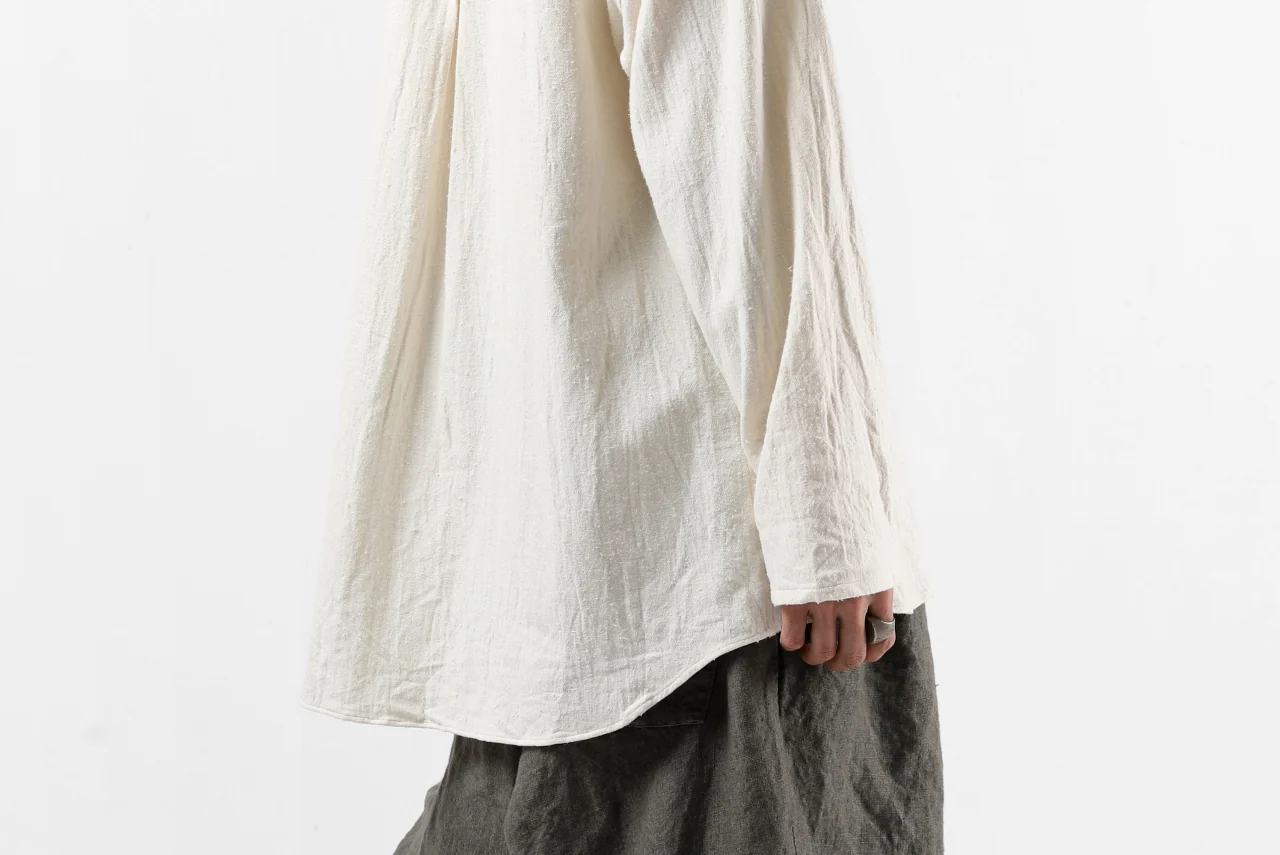 YUTA MATSUOKA round neck shirt / cotton silk nep viyella (white) - Image 40