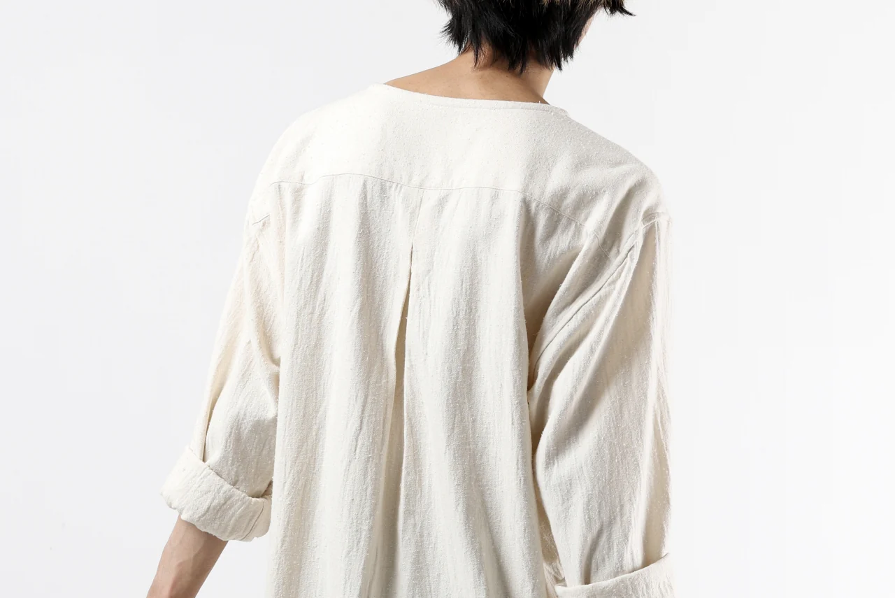YUTA MATSUOKA round neck shirt / cotton silk nep viyella (white) - Image 41