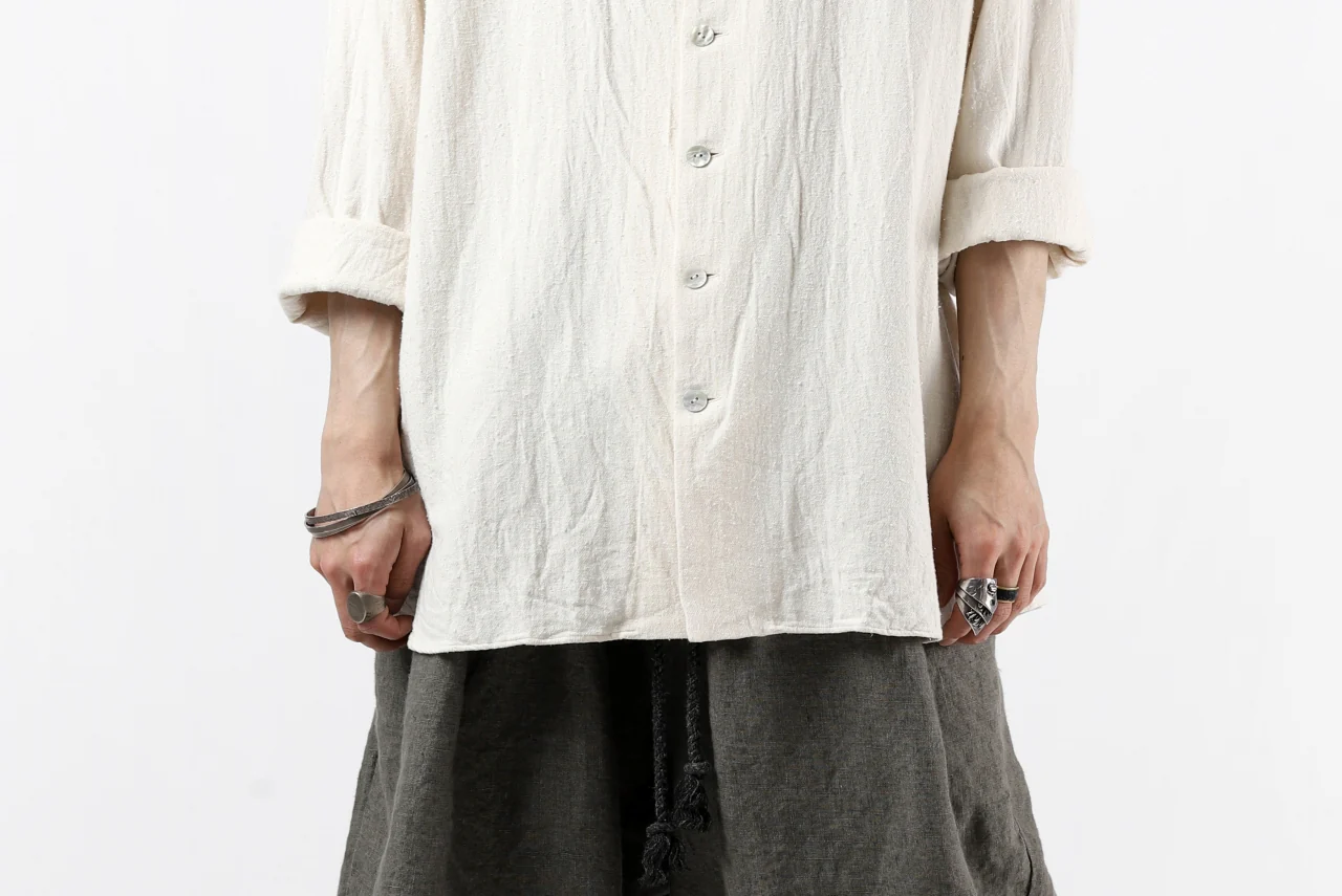 YUTA MATSUOKA round neck shirt / cotton silk nep viyella (white) - Image 43