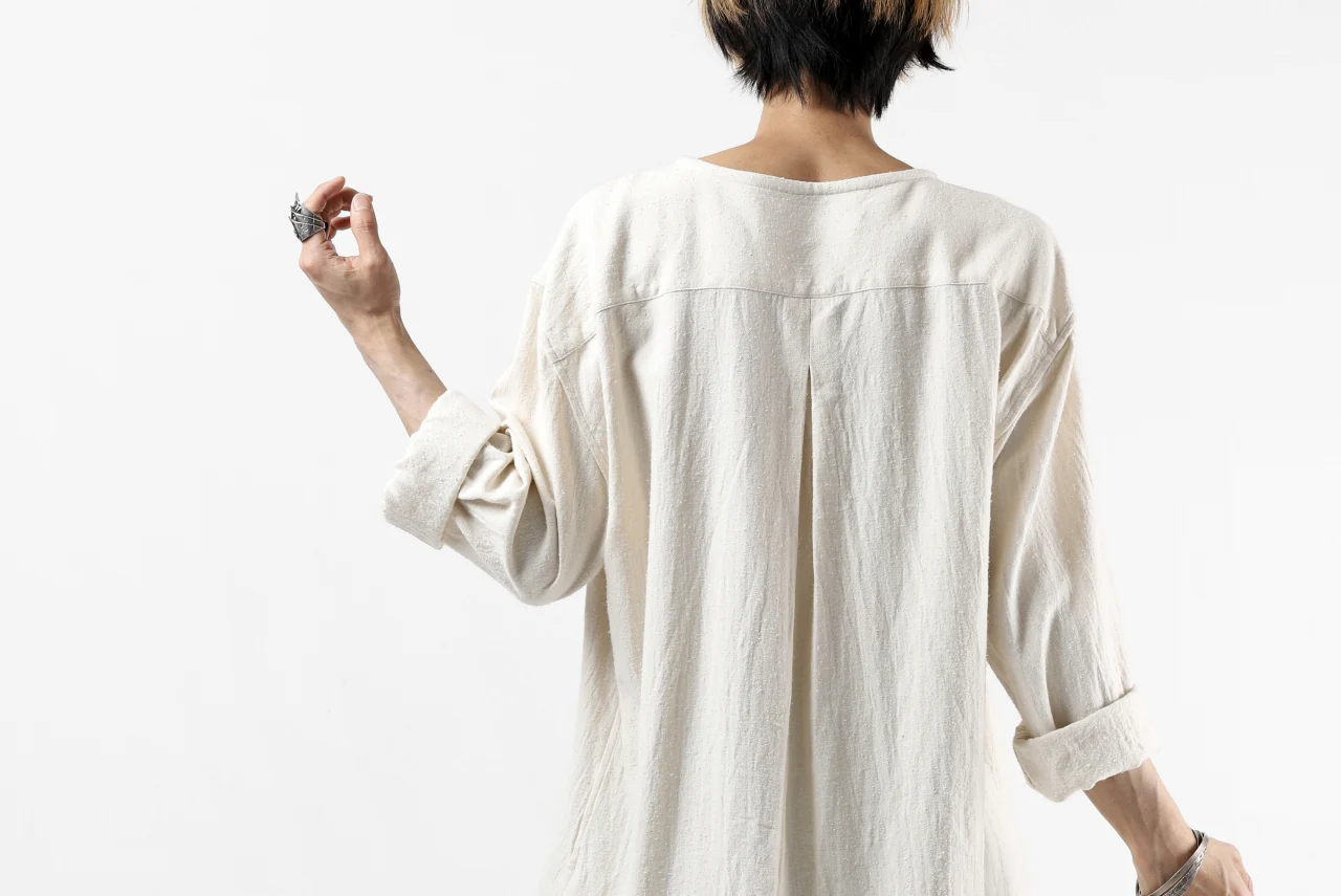 YUTA MATSUOKA round neck shirt / cotton silk nep viyella (white) - Image 44