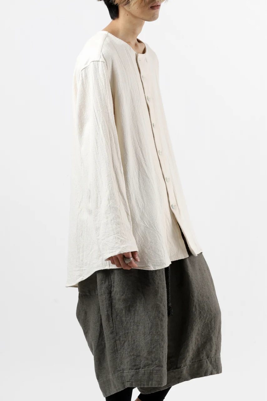 YUTA MATSUOKA round neck shirt / cotton silk nep viyella (white) - Image 5