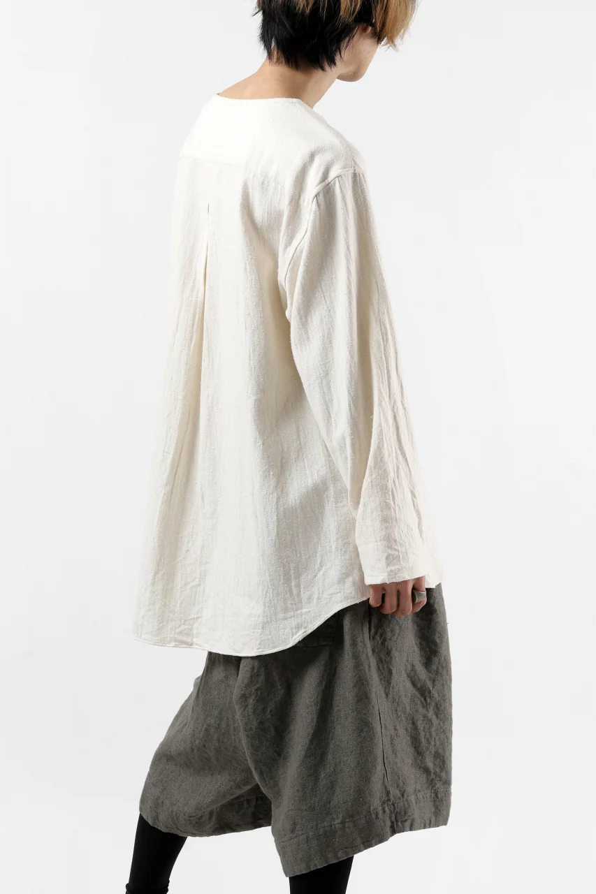 YUTA MATSUOKA round neck shirt / cotton silk nep viyella (white) - Image 6