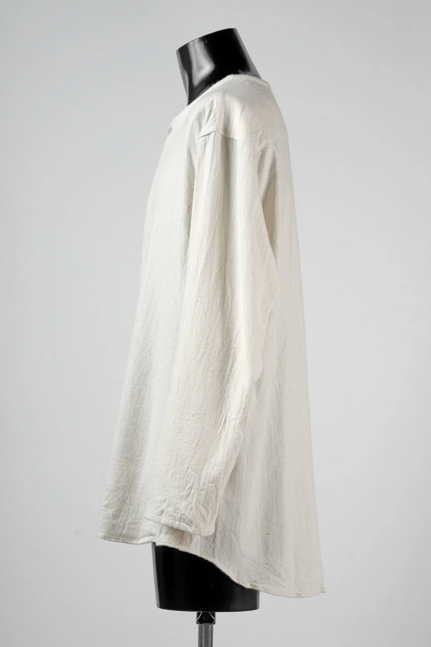 YUTA MATSUOKA round neck shirt / cotton silk nep viyella (white) - Image 8