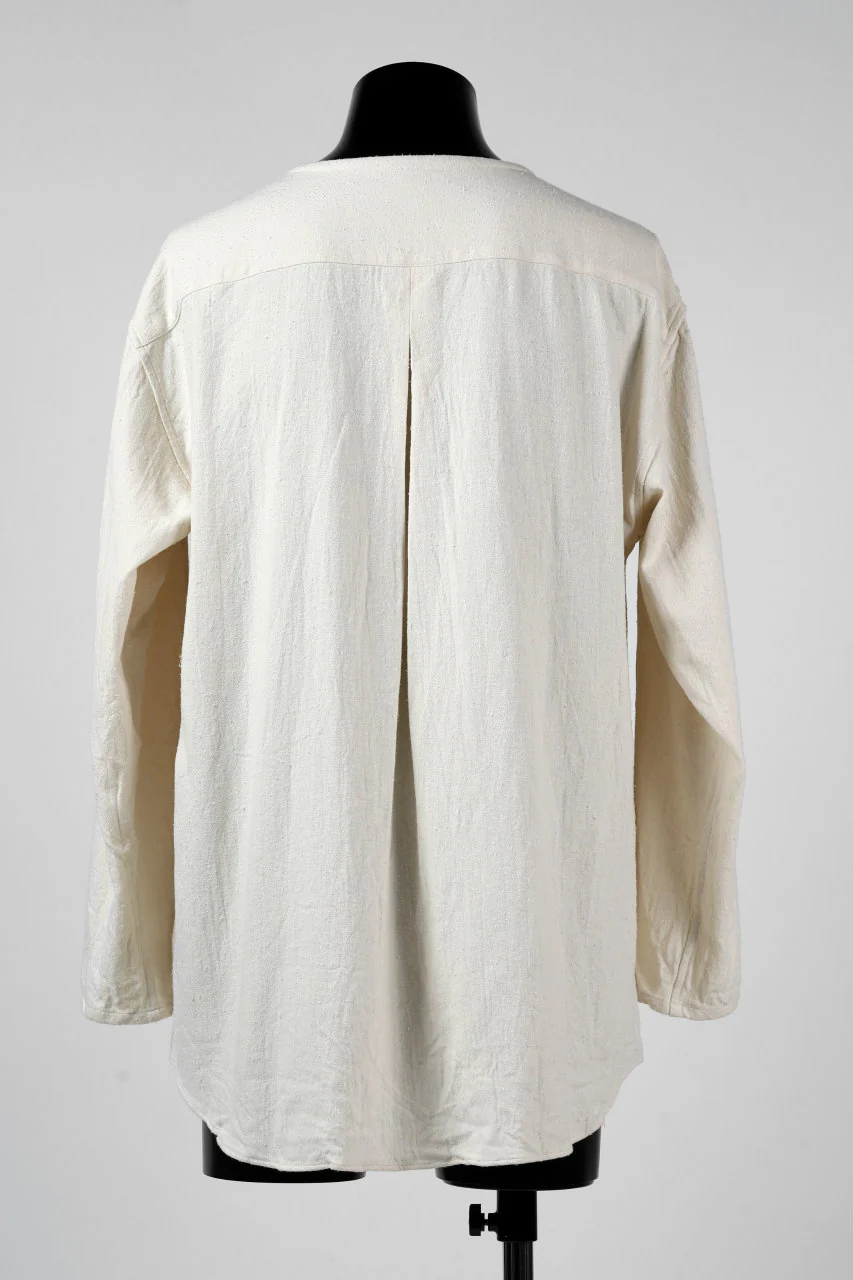 YUTA MATSUOKA round neck shirt / cotton silk nep viyella (white) - Image 9