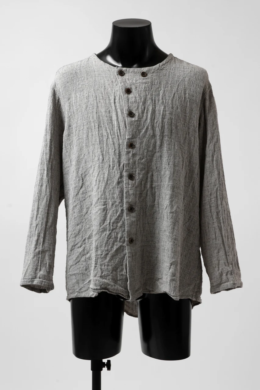 YUTA MATSUOKA round neck shirt / dead stock slab linen (light grey)