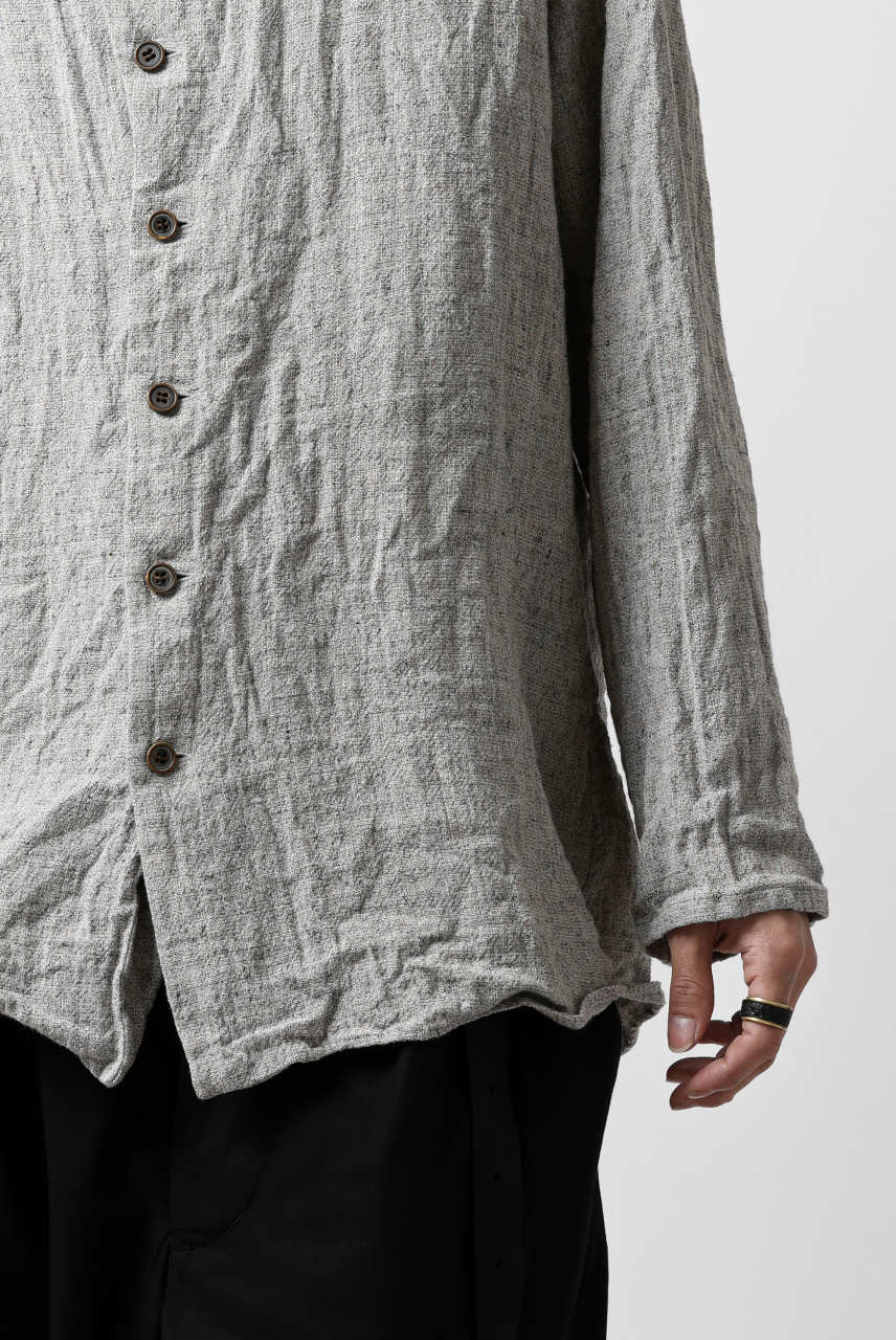 YUTA MATSUOKA round neck shirt / dead stock slab linen (light grey) - Image 16
