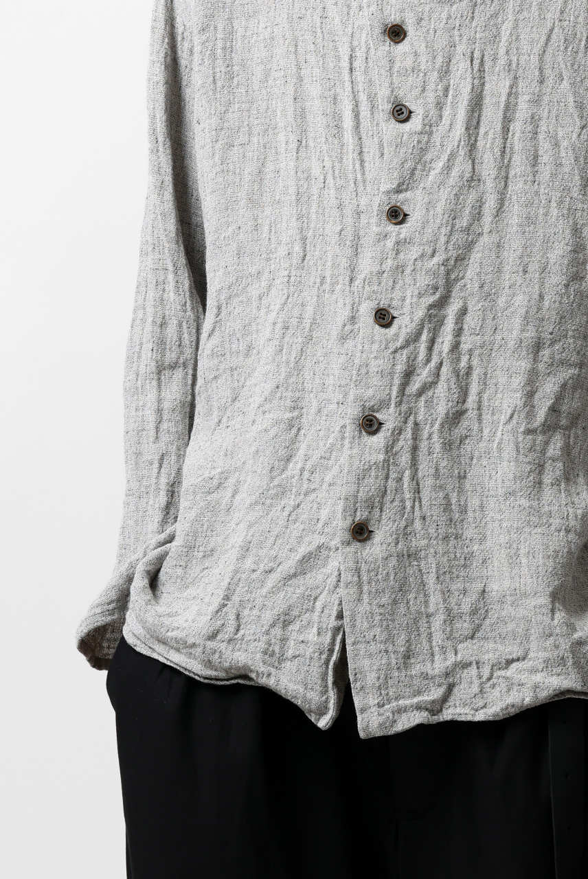YUTA MATSUOKA round neck shirt / dead stock slab linen (light grey) - Image 19