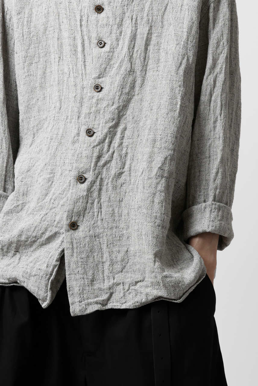YUTA MATSUOKA round neck shirt / dead stock slab linen (light grey) - Image 20