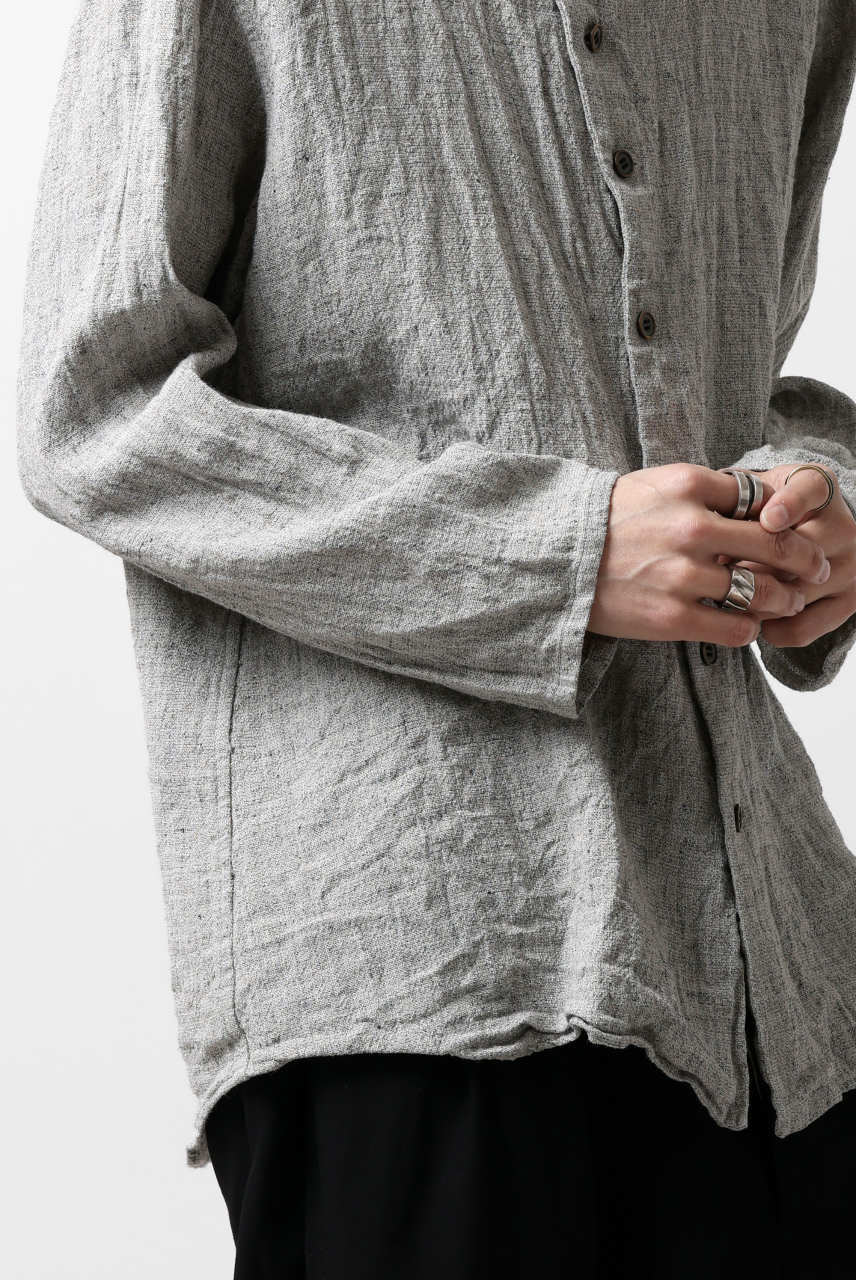 YUTA MATSUOKA round neck shirt / dead stock slab linen (light grey) - Image 21